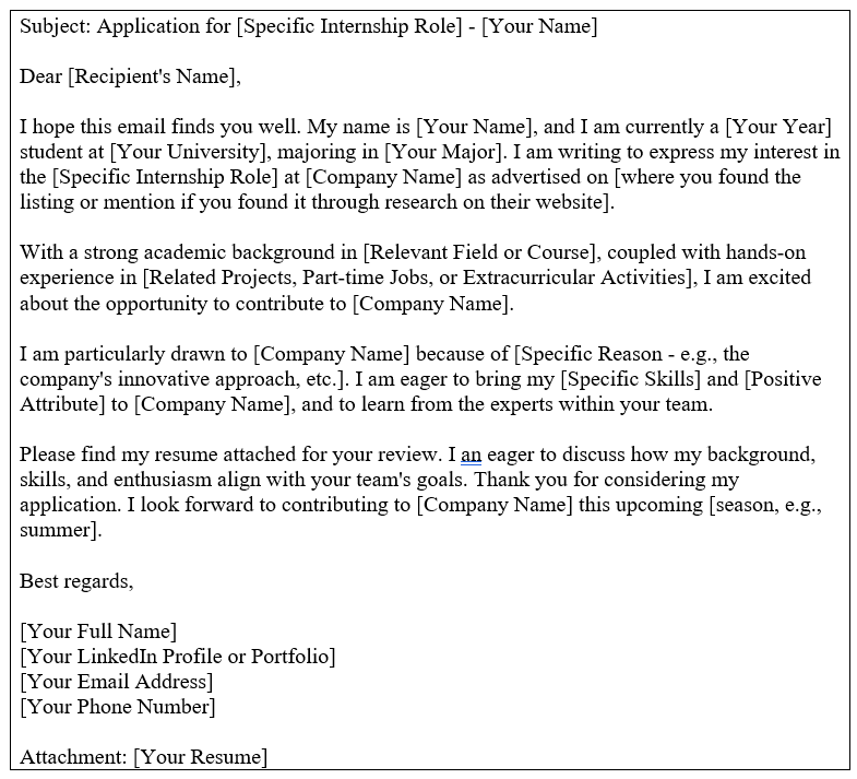 Cold Email For Internship