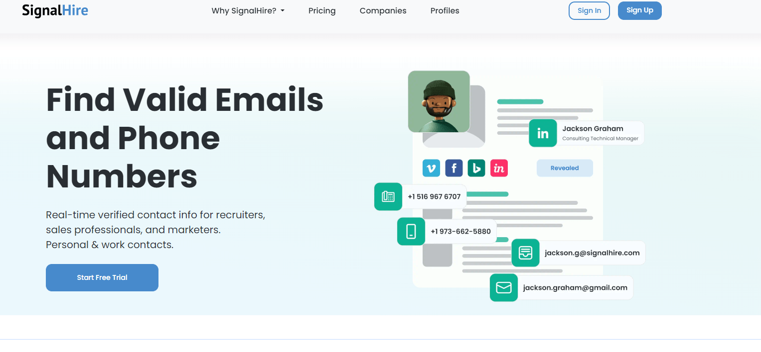 Best Free Email Finder Tools:- SignalHire