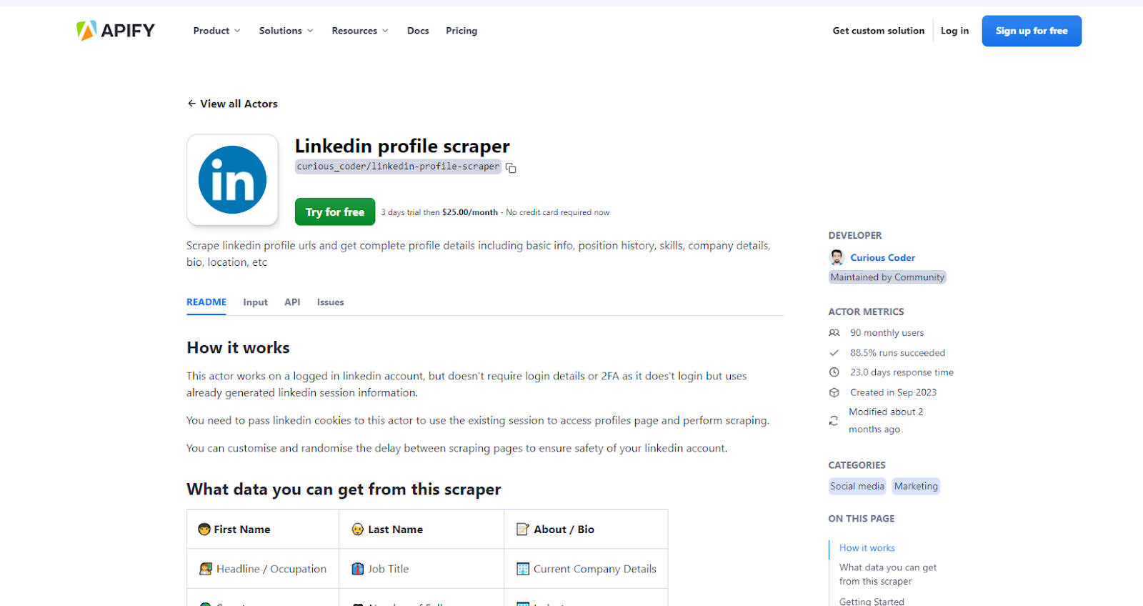 Top LinkedIn Profile Scraper Tools:- Apify