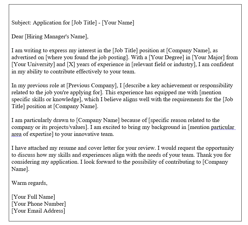 Cold Email For Job
