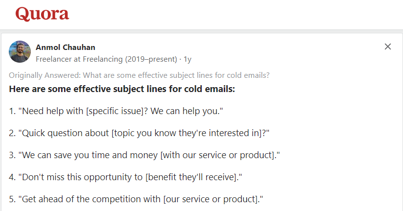 best cold call email subject lines