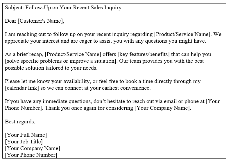 Follow-Up After A Sales Inquiry