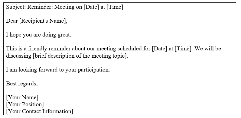 Follow-Up For A Meeting Reminder