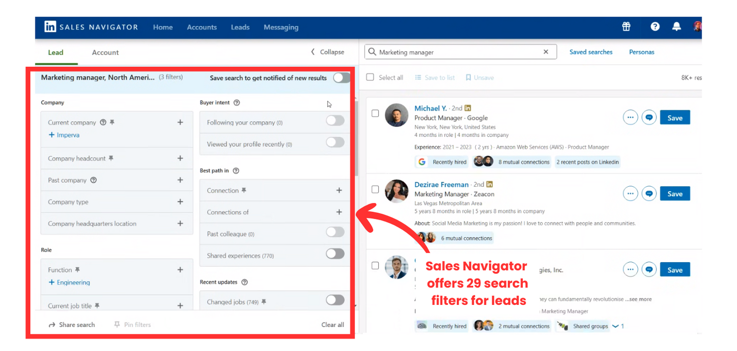 LinkedIn Sales Navigator Filters