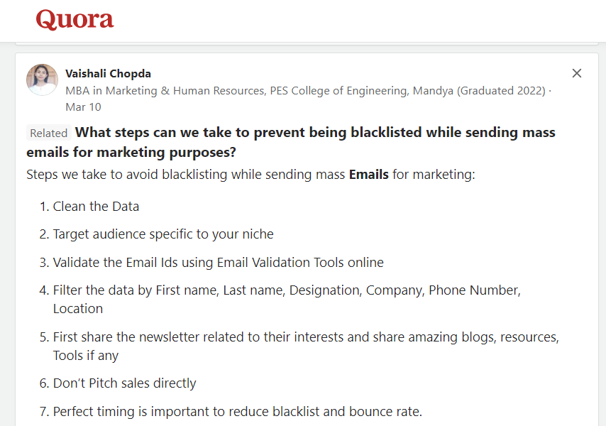 blacklisting emails