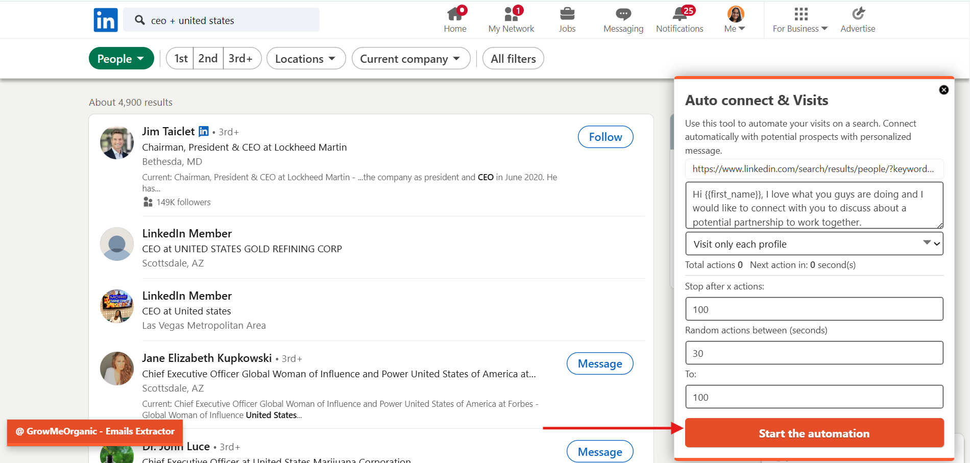 GrowMeOrganic LinkedIn Outreach Automation